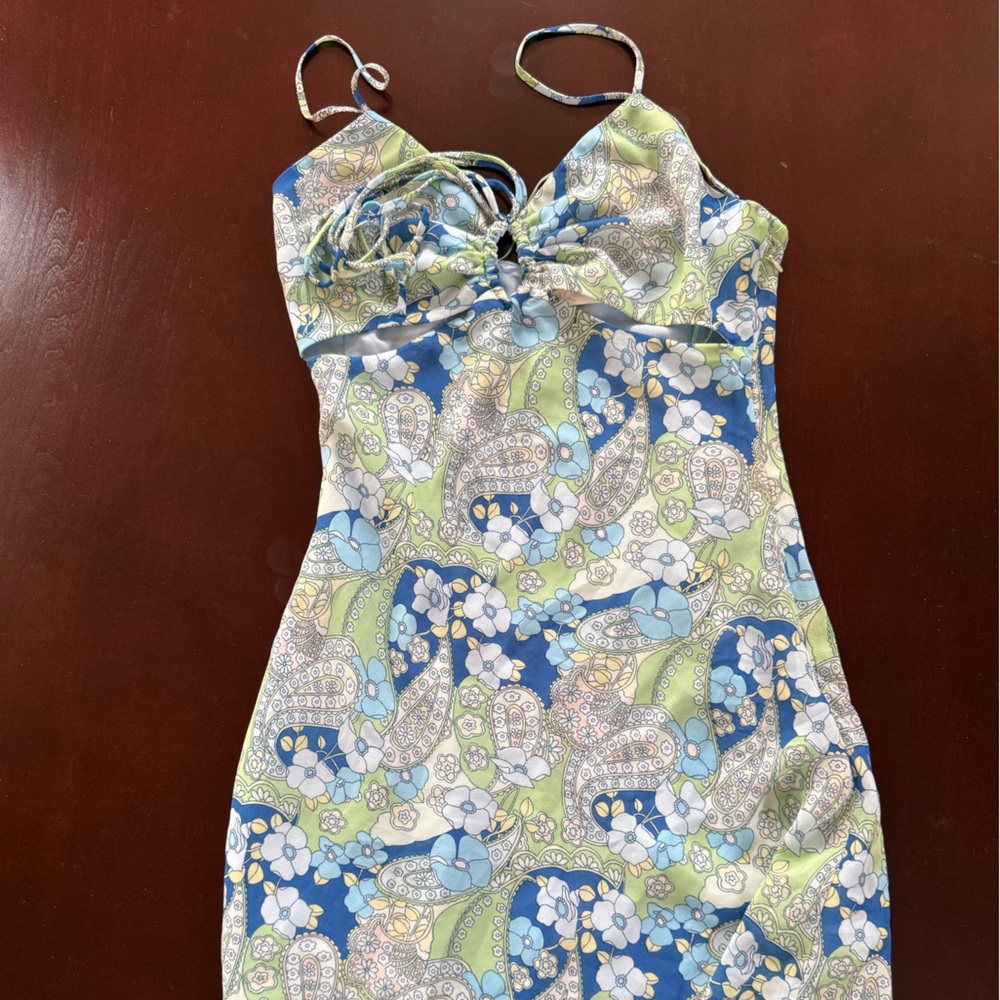 Quiet Storm Floral Mini Dress in Blue and Green Size Small